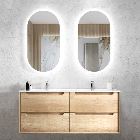 Byron Natural Oak Ceramic Top Double Basin Vanity Vanity Otti Australia 1200mm  