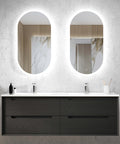 Byron Black Oak Ceramic Top Double Basin Vanity Vanity Otti Australia 1500mm  