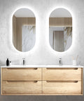 Byron Natural Oak Ceramic Top Double Basin Vanity Vanity Otti Australia 1500mm  