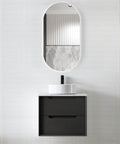 Byron Black Oak Single Basin Vanity Vanity Otti Australia 600mm Natural Carrara White Marble-18mm Above Counter