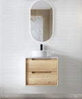Byron Natural Oak Single Basin Vanity Vanity Otti Australia 600mm Natural Carrara White Marble-18mm Above Counter