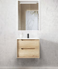 Byron Natural Oak Ceramic Top Single Basin Vanity Vanity Otti Australia 600mm  