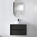 Byron Black Oak Single Basin Vanity Vanity Otti Australia 750mm Natural Carrara White Marble-18mm Above Counter