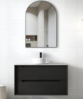 Byron Black Oak Single Basin Vanity Vanity Otti Australia 900mm Natural Carrara White Marble-18mm Above Counter