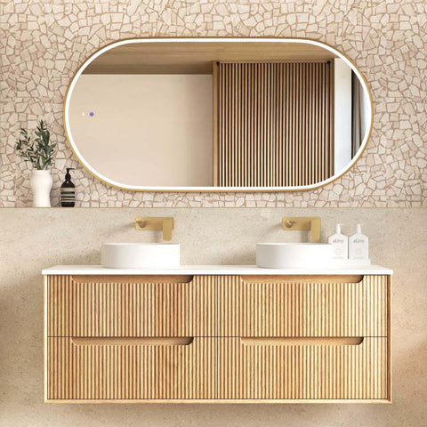 BYRON Fluted Wall Hung Vanity Woodland Oak (All Sizes)-1500