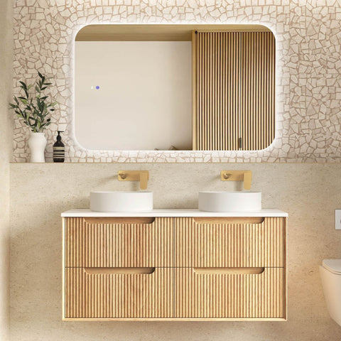 BYRON Fluted Wall Hung Vanity Woodland Oak (All Sizes)-1200