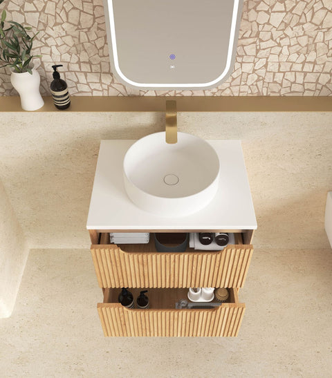 BYRON Fluted Wall Hung Vanity Woodland Oak (All Sizes)