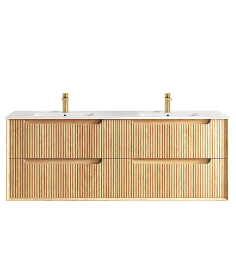 BYRON Fluted Wall Hung Vanity Woodland Oak (All Sizes)