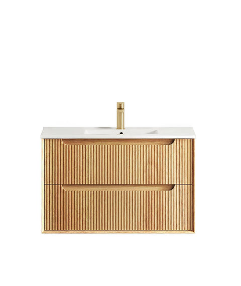 BYRON Fluted Wall Hung Vanity Woodland Oak (All Sizes)