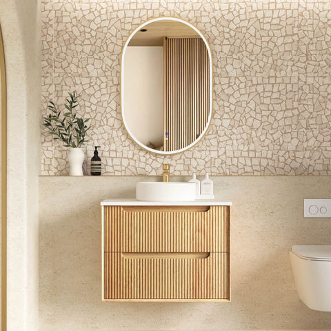 BYRON Fluted Wall Hung Vanity Woodland Oak (All Sizes) 750