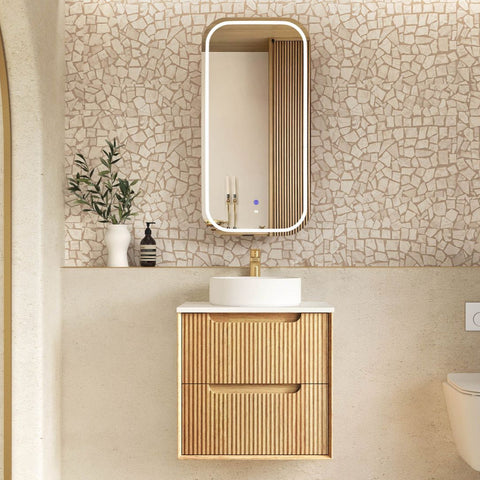 BYRON Fluted Wall Hung Vanity Woodland Oak (All Sizes) 600