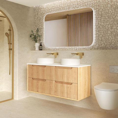 BYRON Fluted Wall Hung Vanity Woodland Oak (All Sizes)
