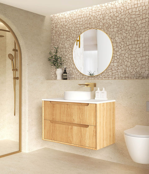 BYRON Fluted Wall Hung Vanity Woodland Oak (All Sizes)