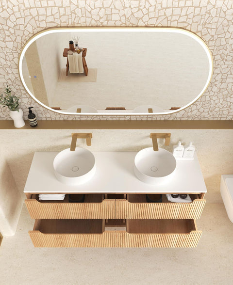 BYRON Fluted Wall Hung Vanity Woodland Oak (All Sizes)