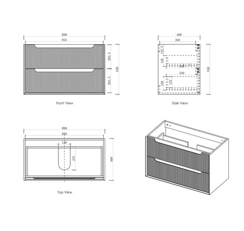 BYRON Fluted Wall Hung Vanity Woodland Oak (All Sizes)