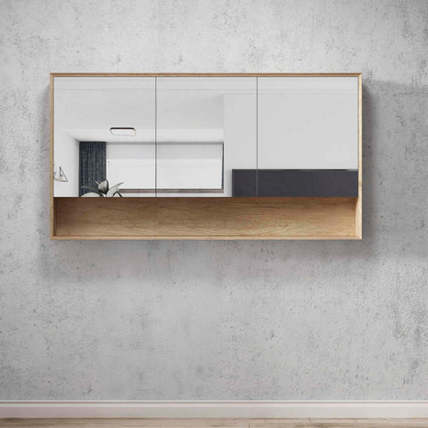 BYRON Mirror Shaving Cabinet 1500mm Natural Oak