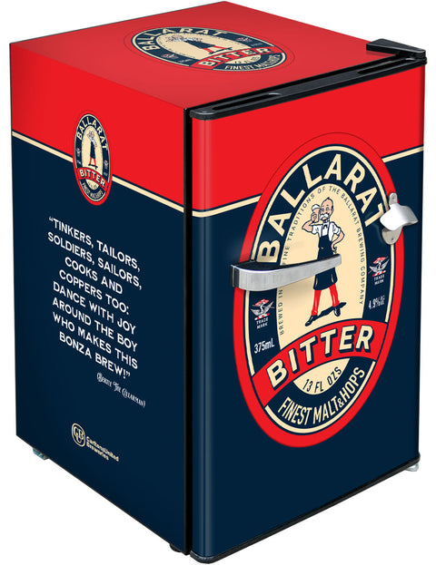 Ballarat Bertie Bitter Official Designed Mini Bar Fridge 70 Litre Schmick Brand With Opener - Model BC70B-BB