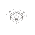 Black and white line drawing of a square kitchen sink with dimension labels showing 360 mm width, 320 mm depth, and 160 mm side depth.