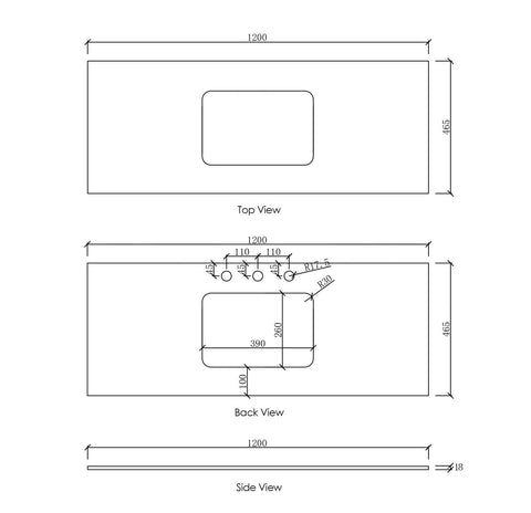 BALMORAL Mark II Wall Hung Vanity Black Oak (All Sizes)