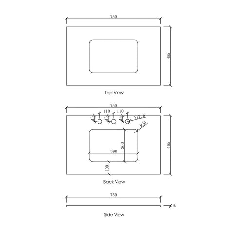 BALMORAL Mark II Wall Hung Vanity Black Oak (All Sizes)