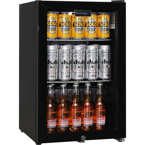 AAA Schmick Black Tropical Double Glazed Glass Door Bar Fridge - Model HUS-SC70-B