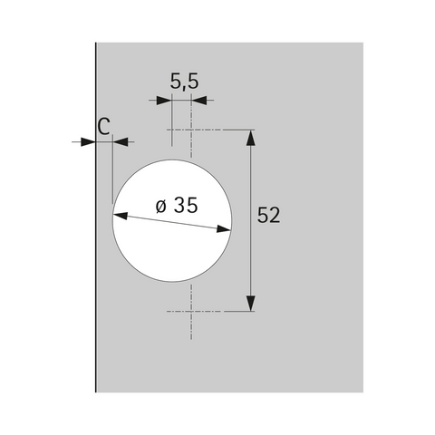 Hettich Veosys Stainless Steel Hnge, 105° Opening, Half Overlay - Screw-On | 9289595