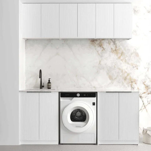 BURLEIGH White Laundry Cabinet with Stone Top Set 1960x600x2100mm (Style B)