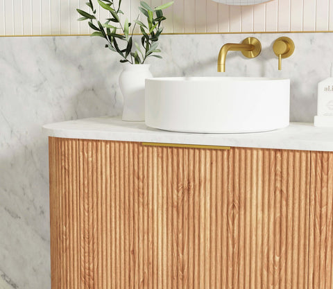 BURLEIGH Wall Hung Curve Vanity Woodland Oak (All Sizes)