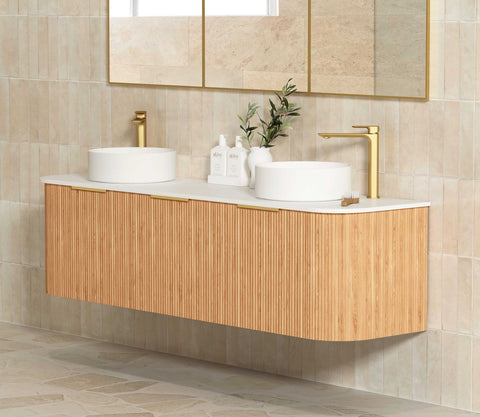 BURLEIGH Wall Hung Curve Vanity Woodland Oak (All Sizes)