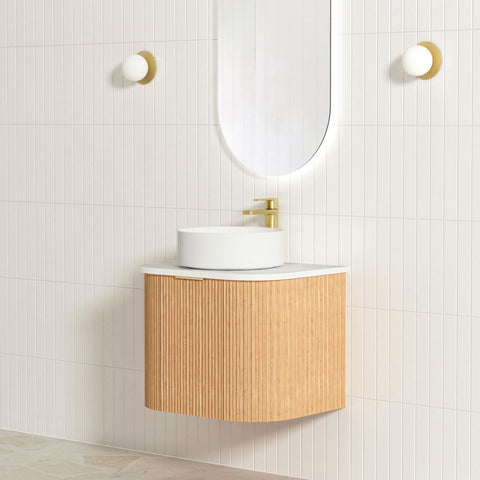 BURLEIGH Wall Hung Curve Vanity Woodland Oak (All Sizes)