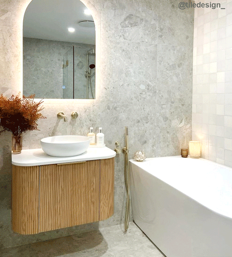 BURLEIGH Wall Hung Curve Vanity Woodland Oak (All Sizes)
