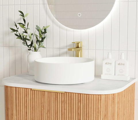 BURLEIGH Wall Hung Curve Vanity Woodland Oak (All Sizes)