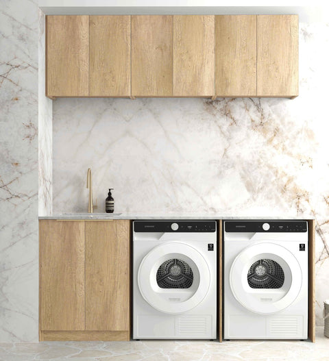 Byron Natural Oak Laundry Cabinet with Stone Top Set 1960x600x2100mm (Style A)