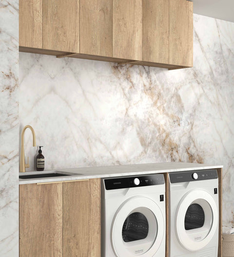 Byron Natural Oak Laundry Cabinet with Stone Top Set 1960x600x2100mm (Style A)