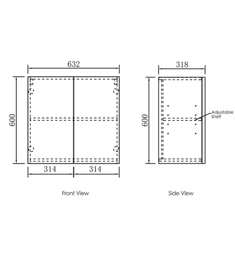 Byron Black Oak Laundry Wall Cabinet (632x328x600)