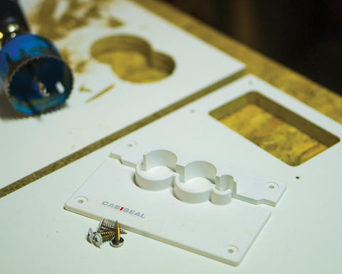 Cabiseal™ Cover plate for Dishwasher inlet/outlet, hoses and power (Formally Pestblock™)
