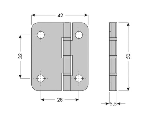 Cinetto Asymmetrical Hinge 50 x 42