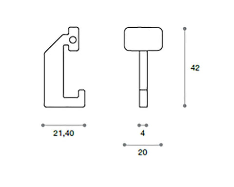 Cosma Midway Rail System - Cubo Hook. Colour: Anodised Aluminium