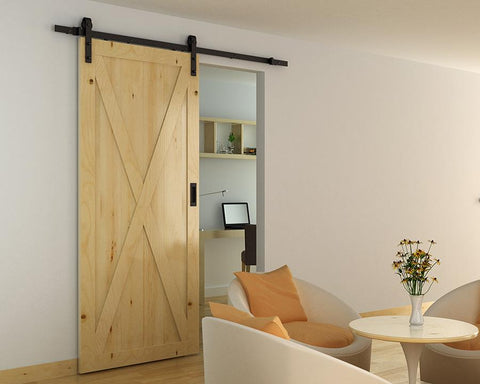 Cowdroy Exposed 90 Track Set in Black to suit Max opening width 1220mm. Kit to suit timber or glass barn door style.