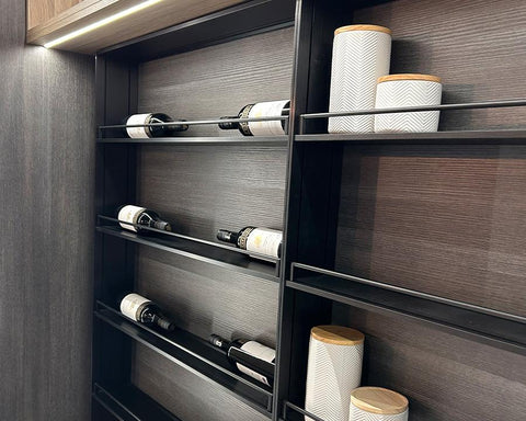 Cosma Furniture Systems -Flag Shelf Railing and Support. Length: 450mm. Colour: Black