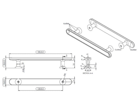 Furnipart Chateau Handle. Length: 180mm