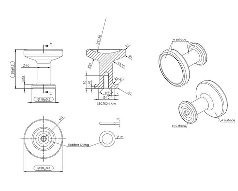 Furnipart Chateau Knob. Diameter: 30mm