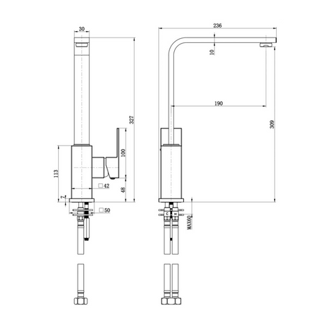 CHAM004 – Chao Mini Kitchen Mixer – Chrome sketch