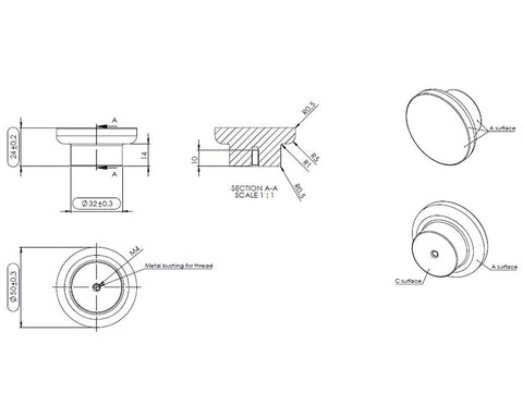 Furnipart Circle Knob. Diameter: 50mm