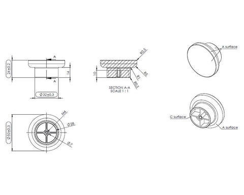 Furnipart Circle Knob. Diameter: 50mm