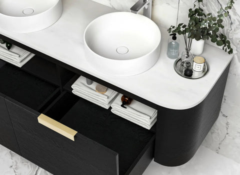 COOGEE Wall Hung Curve Vanity Black Oak (All Sizes)