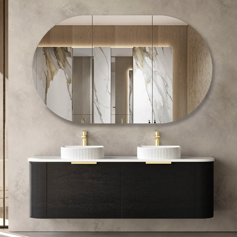 COOGEE Wall Hung Curve Vanity Black Oak