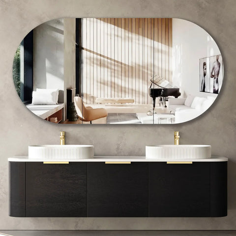 COOGEE Wall Hung Curve Vanity Black Oak