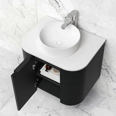 COOGEE Wall Hung Curve Vanity Black Oak (All Sizes)