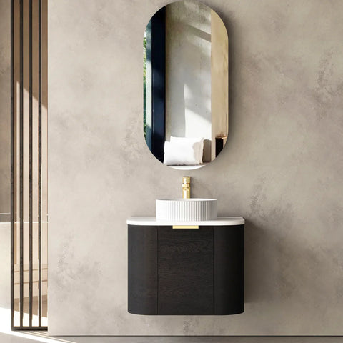 COOGEE Wall Hung Curve Vanity Black Oak